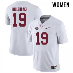 NCAA Women's Alabama Crimson Tide #19 Stone Hollenbach Stitched College 2019 Nike Authentic White Football Jersey OE17Y11SB